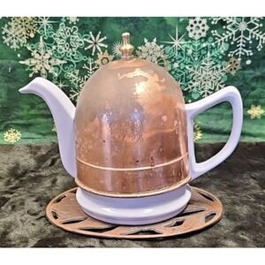 Copper Insulated Teapot Dome Insulating Cover Warmer unmarked Porcelain